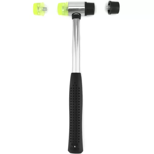 Ciocan de cauciuc QWORK, 25 mm, ciocan cu cap dublu cu 2 capete interschimbabile