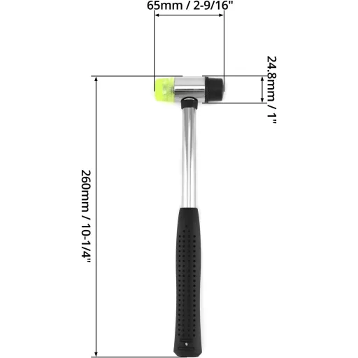 Ciocan de cauciuc QWORK, 25 mm, ciocan cu cap dublu cu 2 capete interschimbabile