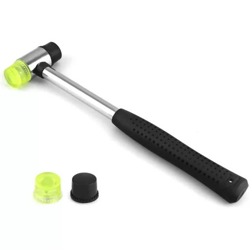 Ciocan de cauciuc QWORK, 25 mm, ciocan cu cap dublu cu 2 capete interschimbabile