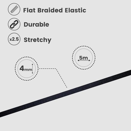 Shelver 4mm Lapos Gumi Fekete Varráshoz 5 Méter