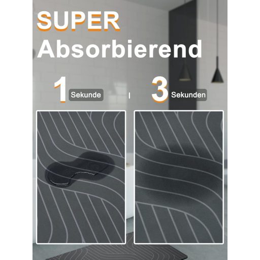 Covoraș de baie Homlab antiderapant 40x60cm Gri Uscare rapidă Absorbant Lavabil Covor baie