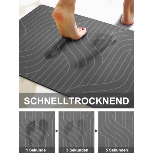 Covoraș de baie Homlab antiderapant 40x60cm Gri Uscare rapidă Absorbant Lavabil Covor baie