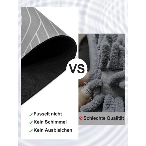 Covoraș de baie Homlab antiderapant 40x60cm Gri Uscare rapidă Absorbant Lavabil Covor baie