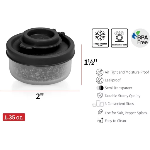 SIGNORA WARE Mini Só-Bors Szóró Készlet Fedéllel - Hordozható Fűszertartó Utazáshoz, Kempingezéshez - Zárható, 3 db-os Szett, 40g