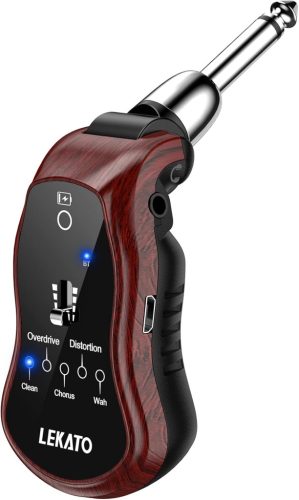 Amplificator de chitară pentru căști LEKATO - Amplificator de chitară de buzunar cu Bluetooth, 5 efecte încorporate, reîncărcabil, electrică și acustică