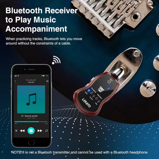LEKATO Gitár Fejhallgató Erősítő - Bluetooth-os Zsebméretű Gitárerősítő 5 Beépített Effekttel, Újratölthető, Elektromos és Akusztikus