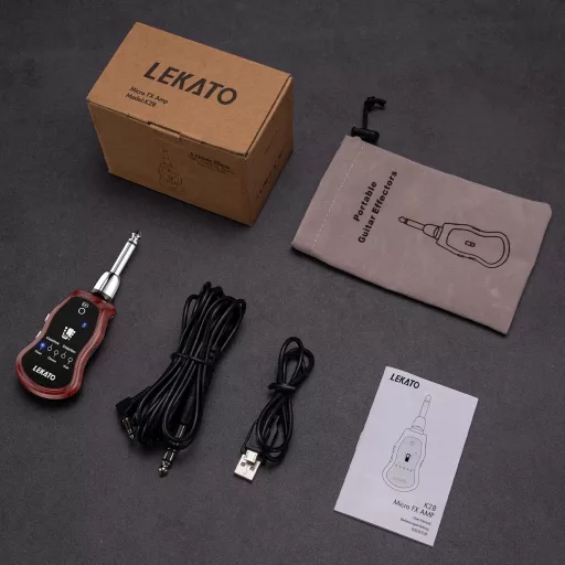Amplificator de chitară pentru căști LEKATO - Amplificator de chitară de buzunar cu Bluetooth, 5 efecte încorporate, reîncărcabil, electrică și acustică