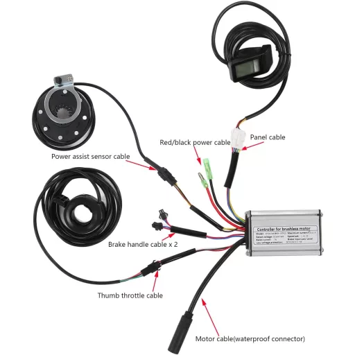 BuyWeek 36V/48V 250W Elektromos Kerékpár Motor Vezérlő Készlet LCD4 Kijelzővel