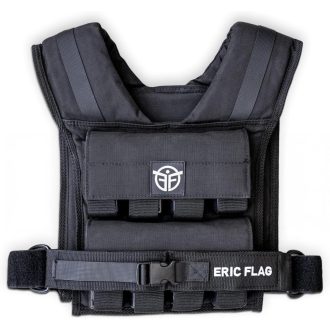   Eric Flag Záťažová vesta 10kg/20kg - Nastaviteľná tréningová vesta na Crossfit, silový tréning, kalisteniku a fitness cvičenia, s vyberateľnými kovovými závažiami.