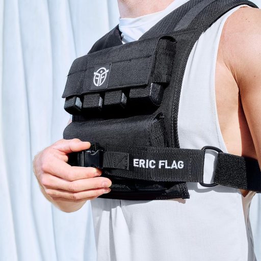 Eric Flag Záťažová vesta 10kg/20kg - Nastaviteľná tréningová vesta na Crossfit, silový tréning, kalisteniku a fitness cvičenia, s vyberateľnými kovovými závažiami.