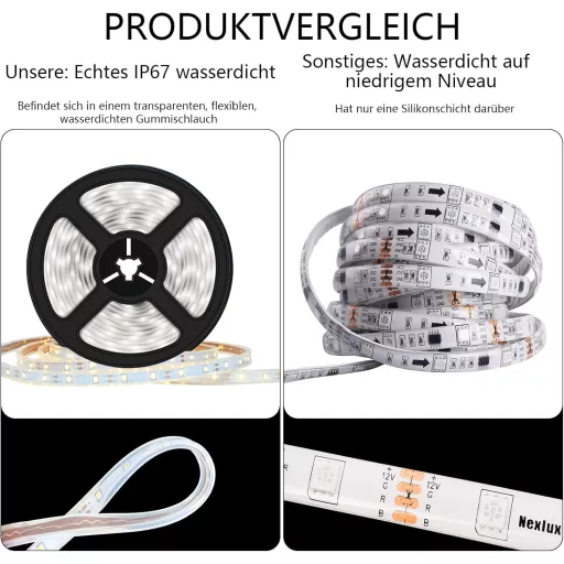 Lumtang 5m LED solárny pás IP67 vodotesný s USB nabíjaním, studená biela