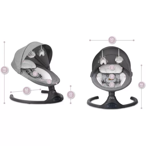 MOMI LAMI Elektromos Babafotel Bluetooth Funkcióval és 5 Fokozatú Ringató Beállítással