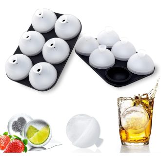   HONYAO Jégkocka Forma Gömb Alakú Szilikon Fedéllel, 5 cm Kerek Jéggolyó Készítő BPA Mentes, Összehajtható 2 db