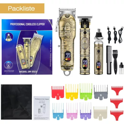 Bestauty 2-in-1 Hajvágó és Szakállvágó Készlet - Vízálló Orr- és Fülszőrzet Trimmelő, 2500 mAh Akkumulátor, Barna Színben
