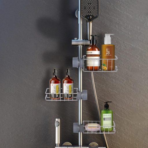 Kamfwert 3 db rozsdamentes zuhanypult 18-27 mm rúdra, fúrás nélkül