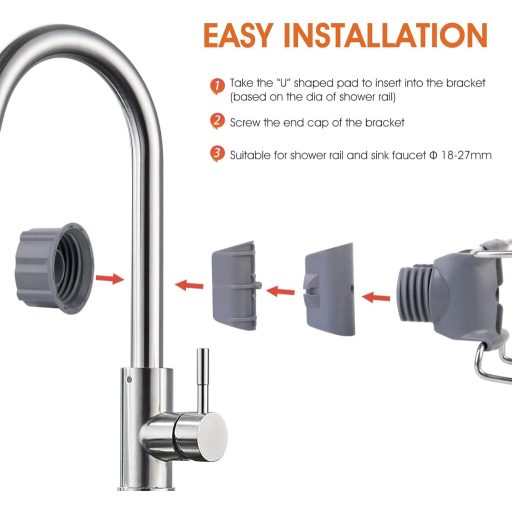 Kamfwert 3 db rozsdamentes zuhanypult 18-27 mm rúdra, fúrás nélkül