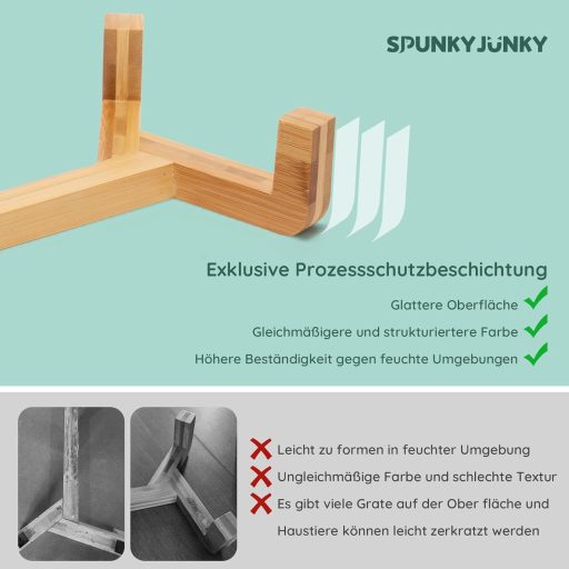 SPUNKYJUNKY Bol Dublu Ceramic pentru Hrănă cu Suport din Bambus - 400ml, Pisici și Cățeluși - Castron pentru Hrănire Sigur, Non-Toxic (Negru)