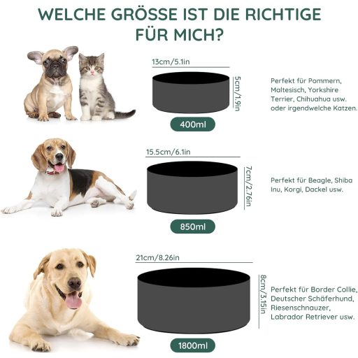 SPUNKYJUNKY Bol Dublu Ceramic pentru Hrănă cu Suport din Bambus - 400ml, Pisici și Cățeluși - Castron pentru Hrănire Sigur, Non-Toxic (Negru)
