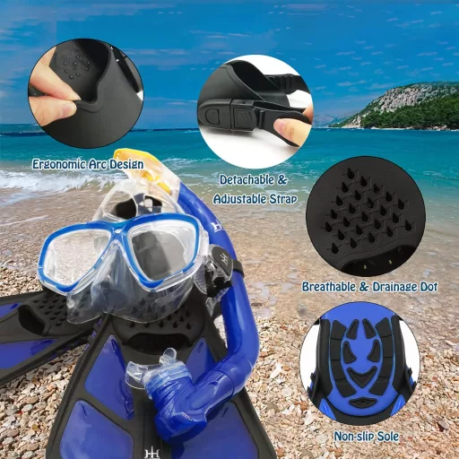 HH HHAO SPORT gyerek snorkel szett 180° panoráma búvármaszk és úszóuszony