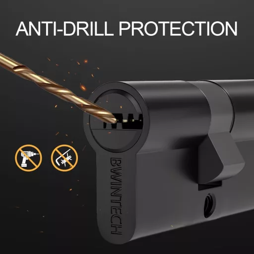 Cilindru de siguranță Bwintech 80mm, 40/40mm, din alamă, cu cheie, protecție anti-găurire și anti-efracție