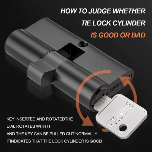 Cilindru de siguranță Bwintech 80mm, 40/40mm, din alamă, cu cheie, protecție anti-găurire și anti-efracție