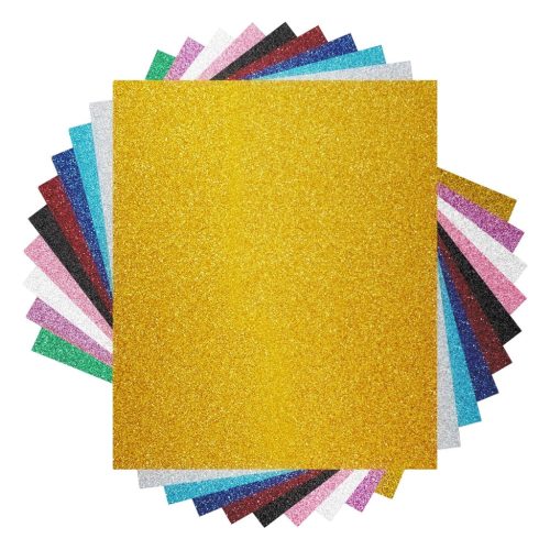 Folie Vinil Termotransfer cu Sclipici NANAPLUMS - 30,5x25,4 cm, Folie Textile Termică DIY pentru Tricouri, în 10 Culori Strălucitoare