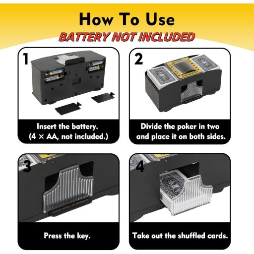 ZAKVOP Elektromos Kártyakeverő 1-2 Paklihoz, Automatikus Keverő Pókerhez UNO Skyjo