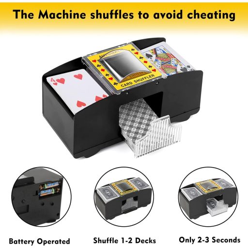 ZAKVOP Električni Miješalica Karata za 1-2 Špila, Automatski Mješač za Poker UNO Skyjo