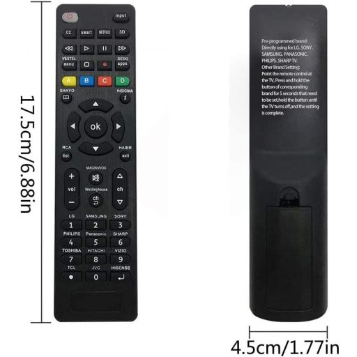 Riry Univerzális TV Távirányító Samsung Sony Philips Panasonic LG Sharp Hitachi Vizio TCL Toshiba Hisense Smart TV-hez Egyszerű Beállítás
