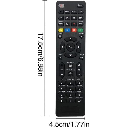 Telecomanda Universală Riry pentru Televizoare Samsung Sony Philips Panasonic LG Sharp Hitachi Vizio TCL Toshiba Hisense Smart TV, Configurare Simplă