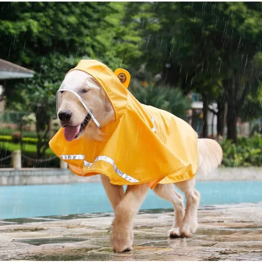 Hordozható Teljesen Vízálló Kutya Esőkabát Méret: M, Fényvisszaverő Csíkokkal Nagy Kutyákhoz Újracsomagolt termék