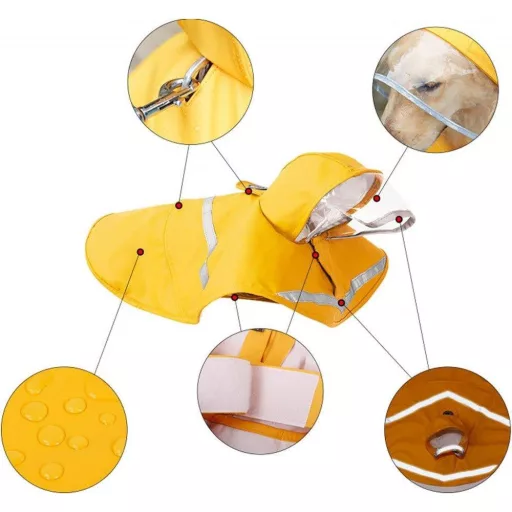 Hordozható Teljesen Vízálló Kutya Esőkabát Méret: M, Fényvisszaverő Csíkokkal Nagy Kutyákhoz Újracsomagolt termék