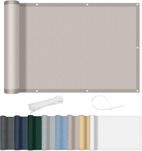 AXT SHADE Folie de protecție pentru balcon, 75x500 cm, Gri-maroniu, Rezistentă la UV și intemperii, Poliester, Plasă de confidențialitate pentru balustrada balconului, Grădină