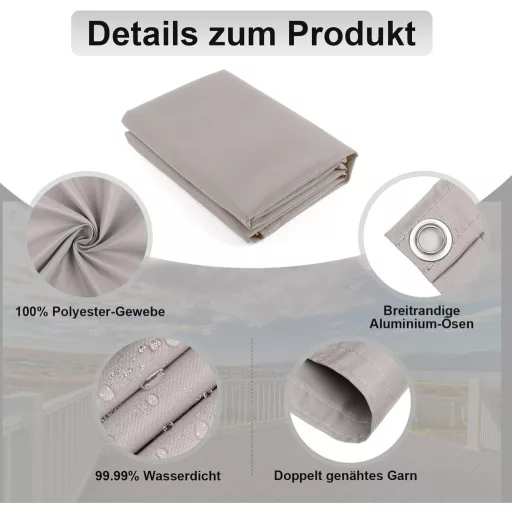 AXT SHADE Folie de protecție pentru balcon, 75x500 cm, Gri-maroniu, Rezistentă la UV și intemperii, Poliester, Plasă de confidențialitate pentru balustrada balconului, Grădină