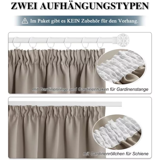 PONY DANCE Extra hosszú sötétítő függöny szett 2db 260x140cm fekete-homok