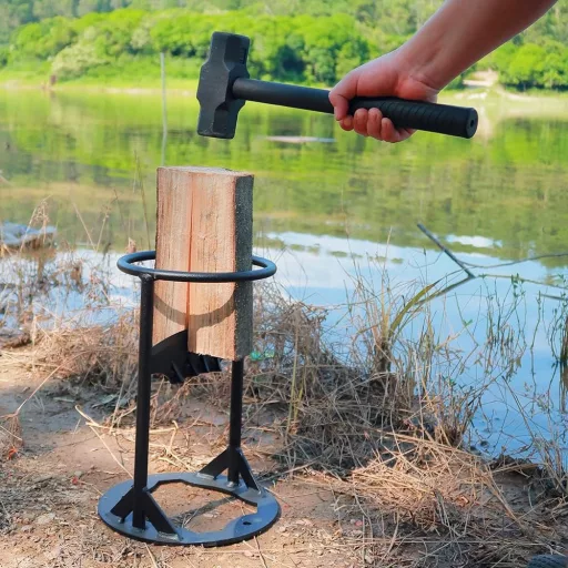 BiggerFire Kézi Fahasító Készlet - Magas Széntartalmú Acél Tűzifa Hasító Ék 4 Fontos Kalapáccsal és Hordtáskával - Kerti Szerszám