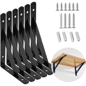   PUTEKCO 6 db Polctartó Konzol 15 cm Háromszög Fali Tartó Csavarokkal