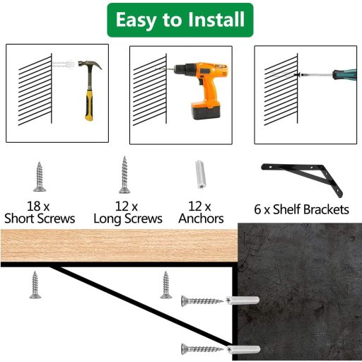 PUTEKCO 6 db Polctartó Konzol 15 cm Háromszög Fali Tartó Csavarokkal