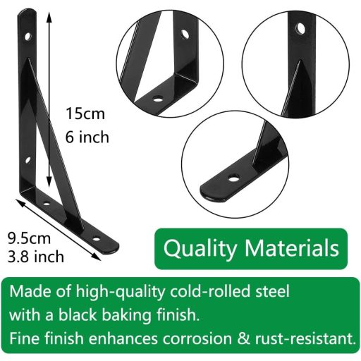 PUTEKCO Set 6 Suporturi pentru Polițe, 15 cm, Console Triunghiulare de Perete cu Șuruburi incluse