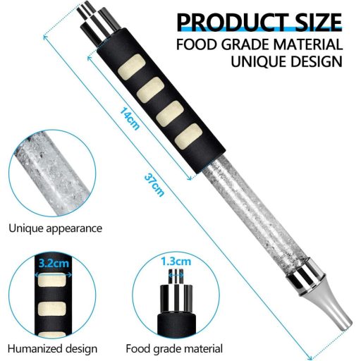Shisha Bazooka Jégcsöves Szívószál Hűsítő Hatással - Fekete és Fehér, 4db
