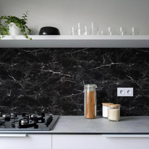 Hode Márványmintás 40 cm x 300 cm Öntapadós  Fekete Tapéta  Vízálló Olajálló Matrica