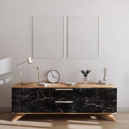 Hode Márványmintás 40 cm x 300 cm Öntapadós  Fekete Tapéta  Vízálló Olajálló Matrica