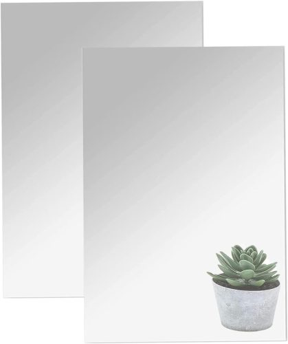 TSKDKIT Öntapadós Akril Tükör Szett - 2 db Nagy Méretű (40x30 cm) Törhetetlen, Rugalmas Tükörlap Fólia Faldekorációhoz, Üvegmentes