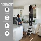 HBTower 4 Lépcsős Összecsukható Létra, Széles Csúszásgátló Pedálokkal, Stabil Fogantyúval, Könnyű 7,5kg Hordozható Acél Fellépő, Fehér, 229k