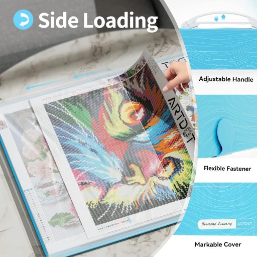 ARTDOT A3 Gyémántfestés Mappa Fogantyúval, 30 Átlátszó Zsebbel, 60 Lap Tárolásához