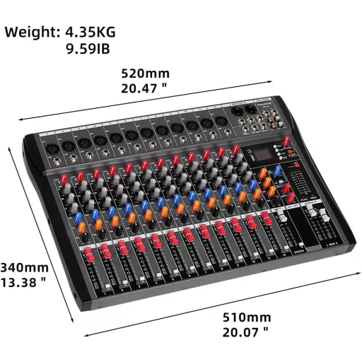 Depusheng DX12 12 csatornás DJ hangkeverő mixer XLR mikrofonnal USB-hez