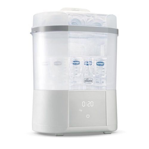 Sterilizator modular pentru biberoane Chicco cu funcție de uscare - Utilizabil în cuptorul cu microunde, pentru 6 biberoane de 330 ml, dezinfectează suzete și inele de dentiție
