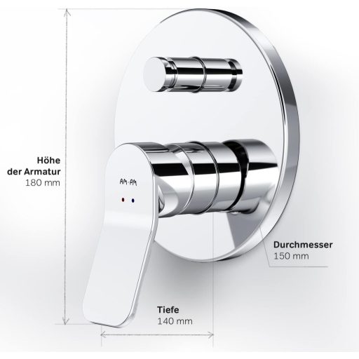 Baterie de duș încastrată pentru baie AM.PM X-Joy FXA45000, crom, montare pe perete