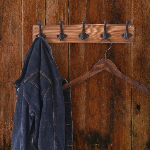 WEBI Fa Fali Ruhaakasztó 5 Kampóval Rozsdamentes Barna 2 db