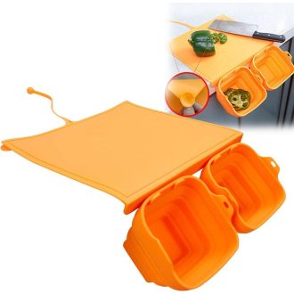   Flexibilná silikónová súprava dosiek na krájanie - 2 ks s úložným priestorom a protišmykovou úpravou, umývateľné v umývačke riadu